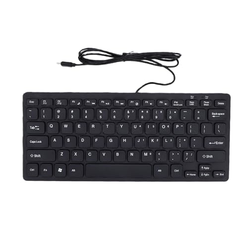 Sxhlseller Teclado con Cable Tipo Compacto |Diseño Delgado de 78 Teclas con Conectividad USB C, Interruptores Silenciosos y Teclas Multifunción para PC/portátil/Tableta (Black)