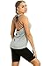 icyzone Yoga Tops Workouts Clothes Activewear Built in Bra Tank Tops for Women (M, Grey Melange)