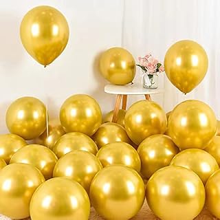 OTMVicor 10inch Metallic Gold Balloons, 25pcs Shiny Gold Latex Balloons for Birthday Wedding Party Decoration