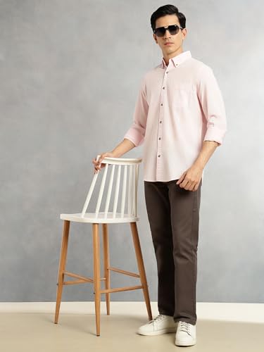 Image of Thomas Scott Men's | Slim Fit | Striped Design | Button-Down Collar | 100% Cotton Casual Shirt for Mens