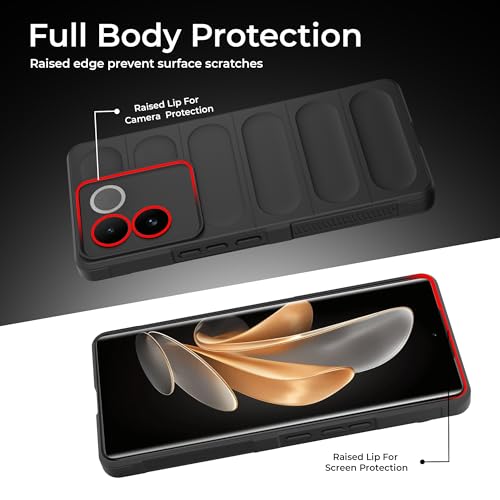 Image of A rtistque Liquid Silicone Stripes Back Cover Case for iQOO Z7 Pro 5G / Vivo T2 Pro 5G | with Camera Protection | with Inner Fabric | Anti Slip Grip | AirBag Case - Black