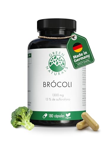 Extracto de brócoli | 170mg de sulforafano | 1300mg dosis diaria | 180 cápsulas | 3 meses de suministro | vegano y sin aditivos | producido y probado en laboratorio en DE | Green Naturals®
