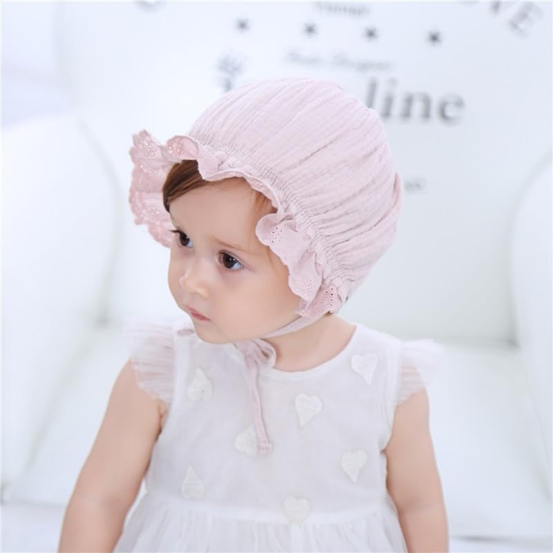 Hospital-Bow-Beanie Hat Cap Newborn-Baby-Girl-Boy - Elastic Sretch Head-Wrap 2pcs for 3-12M3