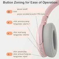 AndThere Bluetooth-Kopfhörer, kabellos, für Studenten, hohe Auflösung, schnelles Aufladen, faltbar (Rosa) – Ansicht 6