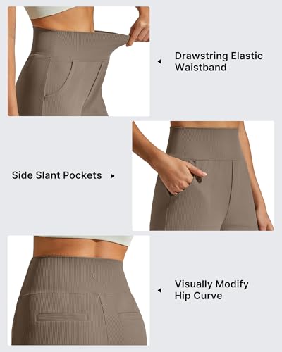 G4Free Pants for Women Stretchy Wide Leg Sweatpants High Waist Straight Leg Sweat Pants Workout Travel(Dark Brown,S,Petite) - image 3