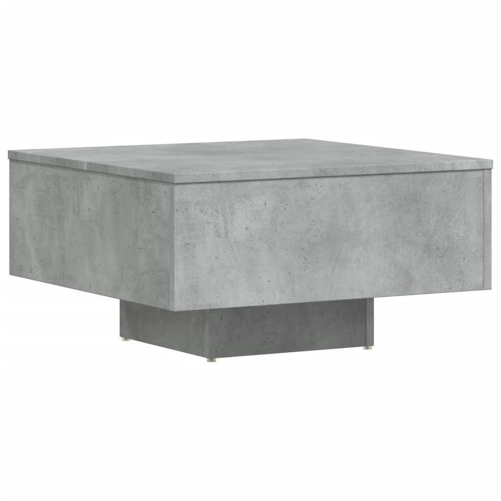 Table basse carrée gris béton 60x60 cm en bois d'ingénierie moderne style industriel