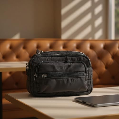 Image of Baggallini Triple Zip Small Crossbody Bag for Women - Lightweight Convertible Fanny Pack Belt Bag