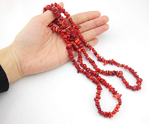 Image of HAAMIIQII 5-8mm Red Coral Chips Natural Chip Stone Beads for Jewelry Making