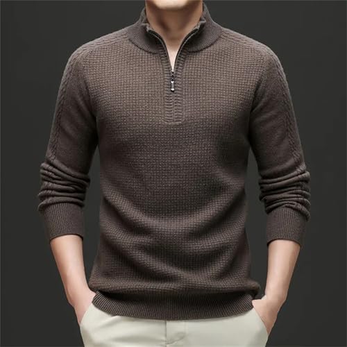 Men’S Thick Wool Turtleneck Sweater Casual Long Sleeve Half-Zip Pullover Knit Jumper Tops3
