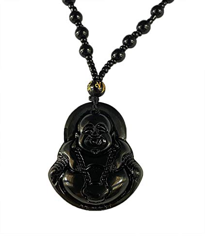 Real Laughing Buddha Black Jade Stabilized Turquoise Bodhisattva Amulet Talisman Pendant 24