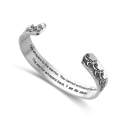 LIUANAN Inspirational Bracelets for Women Mom Personalized Gift for Her Engraved Mantra Cuff Bangle Birthday Jewelry