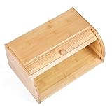 Extra Large Bamboo Bread Box Removable Roll Top Homemade Kitchen Countertop Bread Container...