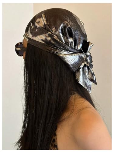 Women's Metallic Tie Dye Y2K Bandanas Casual Square Headscarf Hair Scarf2