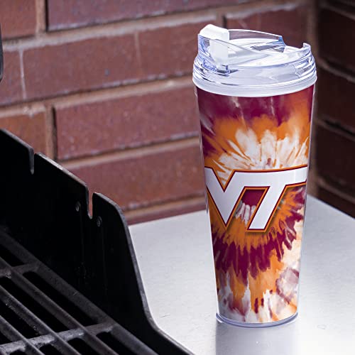 Image of Rico Industries NCAA Glitter 24oz Acrylic Glitter Tumbler with Hinged Lid, Officially Licensed Double Wall Tumbler with Straw