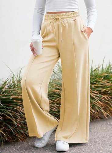 Image of Q - RIOUS Women's Wide Leg Drawstring Relaxed Fit Trouser
