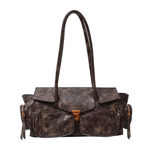 Elegante bolso de hombro para mujer con interior espacioso y correa cómoda, bolso casual para mayor comodidad y estilos, bolso de mano de gran capacidad, café