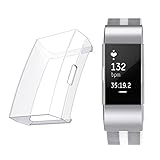 Minfex for Fitbit Charge 2 Screen Protector Case Cover, Soft TPU Protective Casing Scratch Proof Transparent Frame Shell Accessories for Fitbit Charge 2 Fitness Watch Black