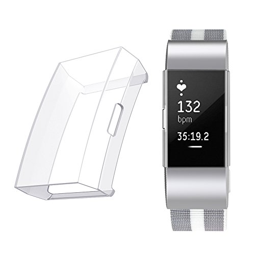 Minfex for Fitbit Charge 2 Screen Protector Case Cover, Soft TPU Protective Casing Scratch Proof Transparent Frame Shell Accessories for Fitbit Charge 2 Fitness Watch Black