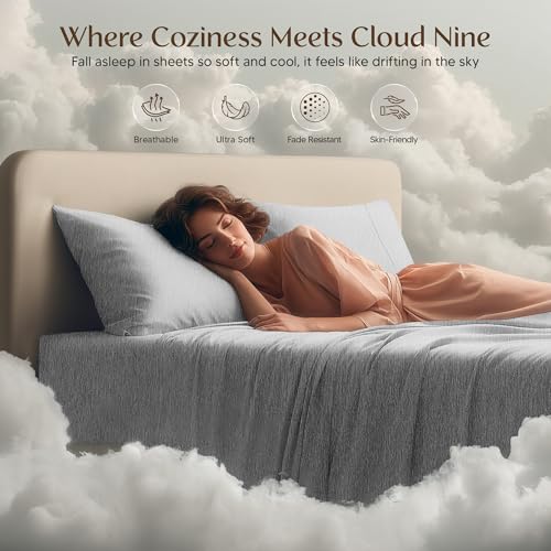 Image of Utopia Bedding Queen Sheet Set - 4 Piece Bed Sheets for Queen Size Bed, Soft and Breathable Microfiber, Includes 1 Fitted Sheet, 1 Flat Sheet and 2 Pillowcases (Heather Grey)