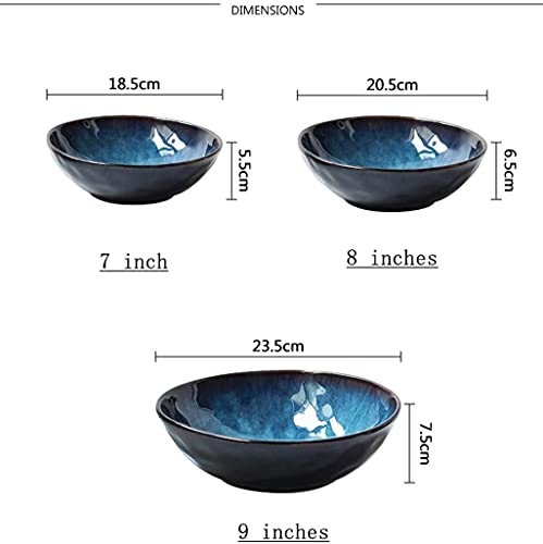 ERoomQ Pasta Bowls Vintage Ceramic Salad Bowl Ceramic Bowl Household Soup Bowl Irregular Tableware Salad Bowl Pasta Bowl Fruit Bowl [7 Inches 8 Inches 9,