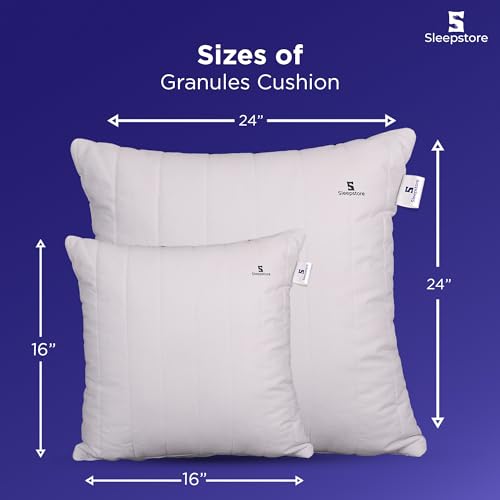 Image of SleepStore Granules Soft Cushion for Back & Spine Support, Pack of 1, 16x16 Inch | Multipurpose Adjustable Cushion for Office, Home & Travel | Shredluxe Fill - Blend of Memory Foam & Premium Fiber