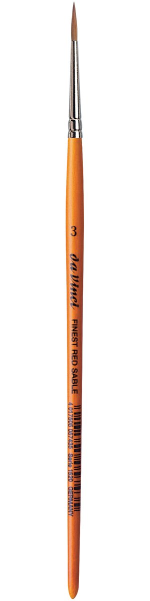 da Vinci Watercolor Series 1520 Paint Brush, Round Pure Red Sable with Short Brown Lacquered Handle, Size 3