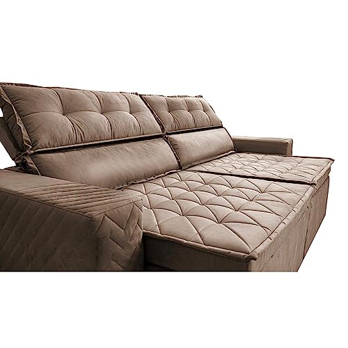 Sofá Retrátil e Reclinável 2,00m Cama Inbox Charm Velusoft Castor