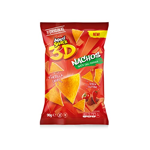 Aperisnack® - AP03.007.12 - MID Tortilla Chips Nachos Chili Paprika Linea 3D Retail Box 8pz busta 90g Formato Maxi
