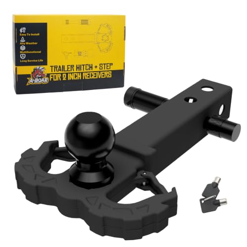 Image of Hitch Step for 2 inch Receivers,Trailer Hitch with 2-Inch Ball Hitch and Trailer Hitch Pin, Drop Forged Steel Truck Hitch Step, 14 Ton (30000 Lbs) Maximum Break Strength Tow Hitch Receiver, Black