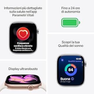 Apple Watch Series 11 GPS, Cassa 42 mm in alluminio color argento con Cinturino Sport viola nebbia - S/M
