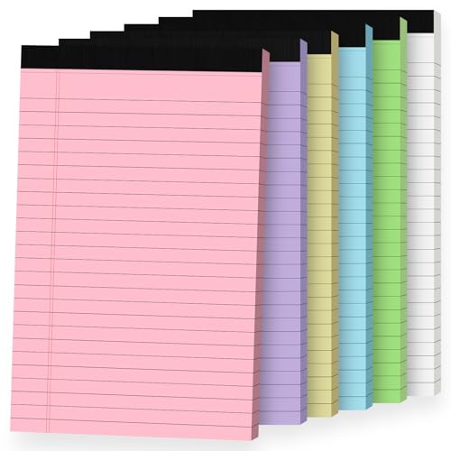 6pcs Small Note Pads, Color Notepads 5x8 College Ruled Notebook, Writing Pads 5 x 8, Legal Pads, Memo Pad Paper Perforate Narrow Ruled Notebooks for Work, School, Office Supplies,30 Sheets/Pack