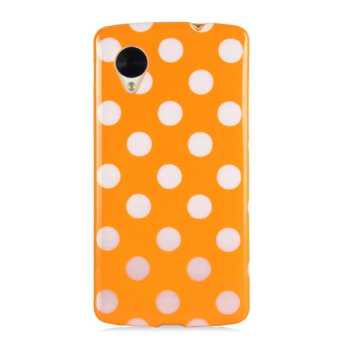 Gadgetsevil Jelly Mercury TPU Rubber Skin Slim Polka Dot Case for Google Nexus 5 (Orange)