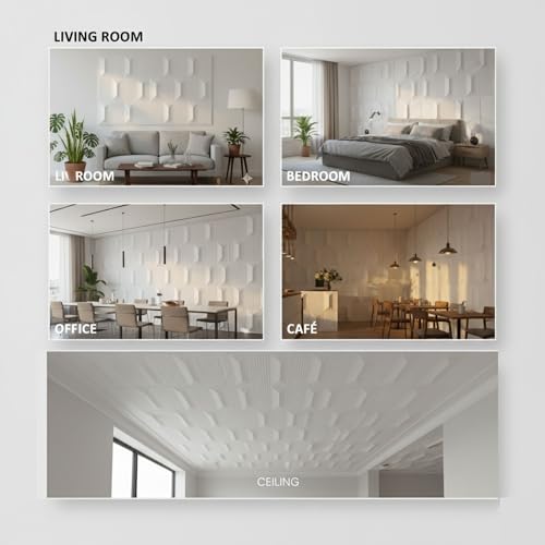 Image of Kayra Decor 3D PVC Wall Panels - Abstract Design, White Color 19.7 inch x 19.7 inch (Pack of 18) - Covers 48.42 Sq. Ft.