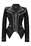 Olivia Miller Women's Fashion Faux Leather Biker Jacket Rivet Lapel Shaping Moto Outerwear JK44169 BLACK L