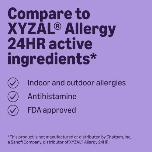 Amazon Basics 24 Hour Allergy Relief, Levocetirizine Dihydrochloride Tablet, 5 mg, Antihistamine, Relieves Sneezing, Runny/Itchy Nose, Throat Itchy, Watery Eye, 80 Count (Previously Care) - image 3