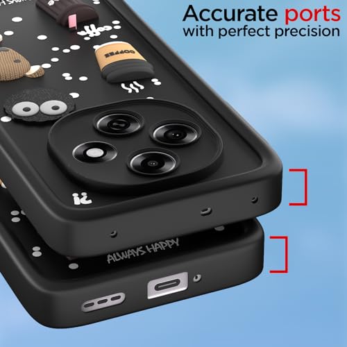 Image of Pikkme Back Cover for Oppo F31 Pro 5G | 3D Bear Silicone Cute & Fun Coffee Cartoon | Full Body Protection Bumper Case (Black)