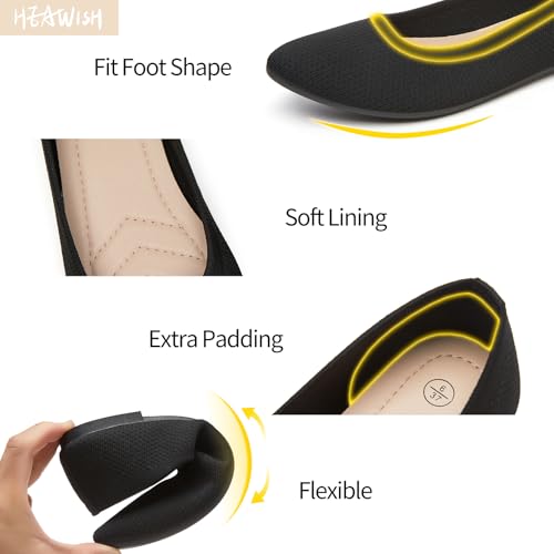 Image of HEAWISH Women's Ballet Flat Flats Shoes Comfortable Mesh Pointed Toe Slip On Dress Shoes