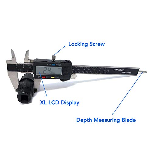 Mmg Electronic Digital Caliper Stainless Steel Body With Extra Large Lcd Screen, Display Inch, Fractional Inch And Millimeters, Range 0-6 Inches (Fvc_001) #TOP1