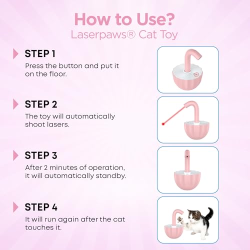 Laserpaws© Interaktives Katzenspielzeug - Katzenspielzeug Elektrisch mit Laserpointer Katze | Katzenspielzeug Selbstbeschäftigung | Katzen Spielzeug und Katzenlaufrad | Cat Toys (rosa)