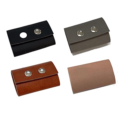 4pcs Leder Haarband Leder Pferdeschwanz Halter Haarschmuck für Frauen und Mädchen Leder Haarband Pferdeschwanz Wrap Haargummi Leder Wrap 4 Farben (Schwarz Grau Braun Rosa) Cover