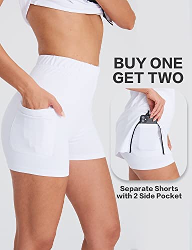 Image of Hiverlay Tennis Dresses for Women with 2 Pockets Built in Shorts UPF 50+ Golf Dress Workout Athletic Dresses
