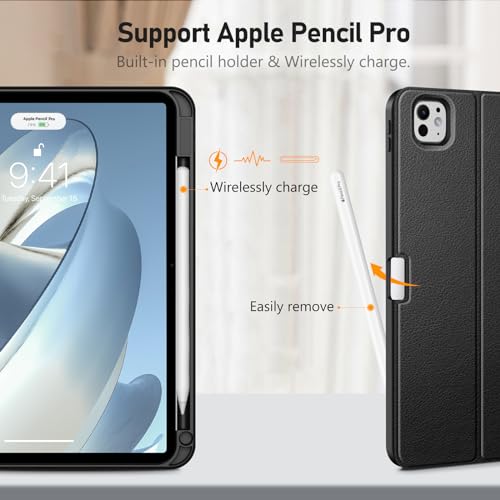 Image of FINTIE Keyboard Case for iPad Pro 11-inch (M5) 2025 / (M4) 2024 - Protective Soft TPU Back Stand Cover with Pencil Holder, Magnetically Detachable Wireless Bluetooth Keyboard, Black