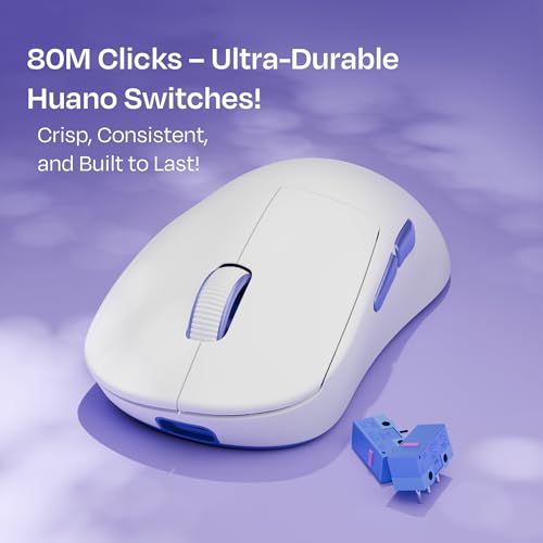 Image of Kreo Anzu 52g Ultralight Ergonomic Wireless Gaming Mouse for PC, Rechargeable Mouse Wireless with 50+Hours Battery Life, High End 80M Huano Switches, 12000DPI (White)