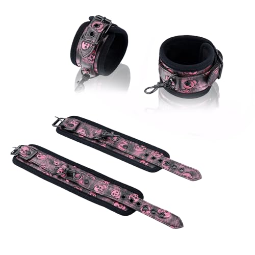 Heavy Duty Stainless Steel Expandable Black Spreader Bar with 4pcs PU Black-Pink Skull Pattern Detachable Adjustable Straps,Workout Bar for Home Indoor Gym Training Kit by Spreader Bar - Used condition - Image 5
