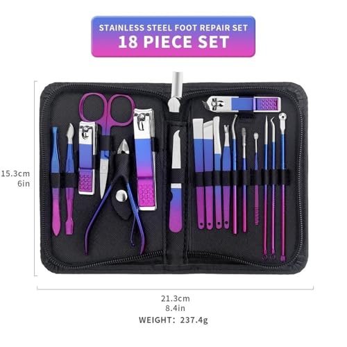 Kit de manucure et pédicure professionnel 9 pièces avec outils de toilettage en acier inoxydable et étui de voyage