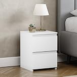 Vida Designs Denver 2 Drawer Bedside Chest | White | Space-Saving Storage | 52H x 29.5W x 29.5D cm | Narrow Side Table | Minimal | Smooth Metal Runner | Modern Bedroom Nightstand Unit