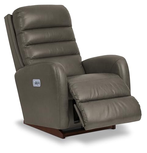 Image of La-Z-Boy Forum Power Leather Rocker Recliner w /Headrest & Lumbar, Charcoal