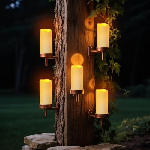Image of Flameless Candles 4 inch 5 inch 6 inch Outdoor Indoor Pillars Battery Operated Flickering Candles Include 10-Key Remote Timer 400+ Hours by 2 AA Batteries (Ivory Candle - Warm light, 3 inchD x 6 inch H - 12 Pack)