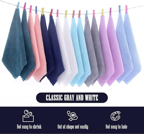 Image of 16 Pack Baby Washcloths burp cloths - 20 inch x 10 inch - Luxury Multicolor Coral Fleece - Extra Absorbent and Soft Wash Clothes for Newborns, Infants and Toddlers - Suitable for Sensitive Skin and New Born
