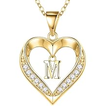 Turandoss Heart Initial Necklaces for Women - Dainty 14K Gold Plated CZ Heart Pendant Necklace with Tiny Letter A-Z, Non Tarnish Waterproof Trendy Jewelry Gifts for Mom Wife Girlfriend